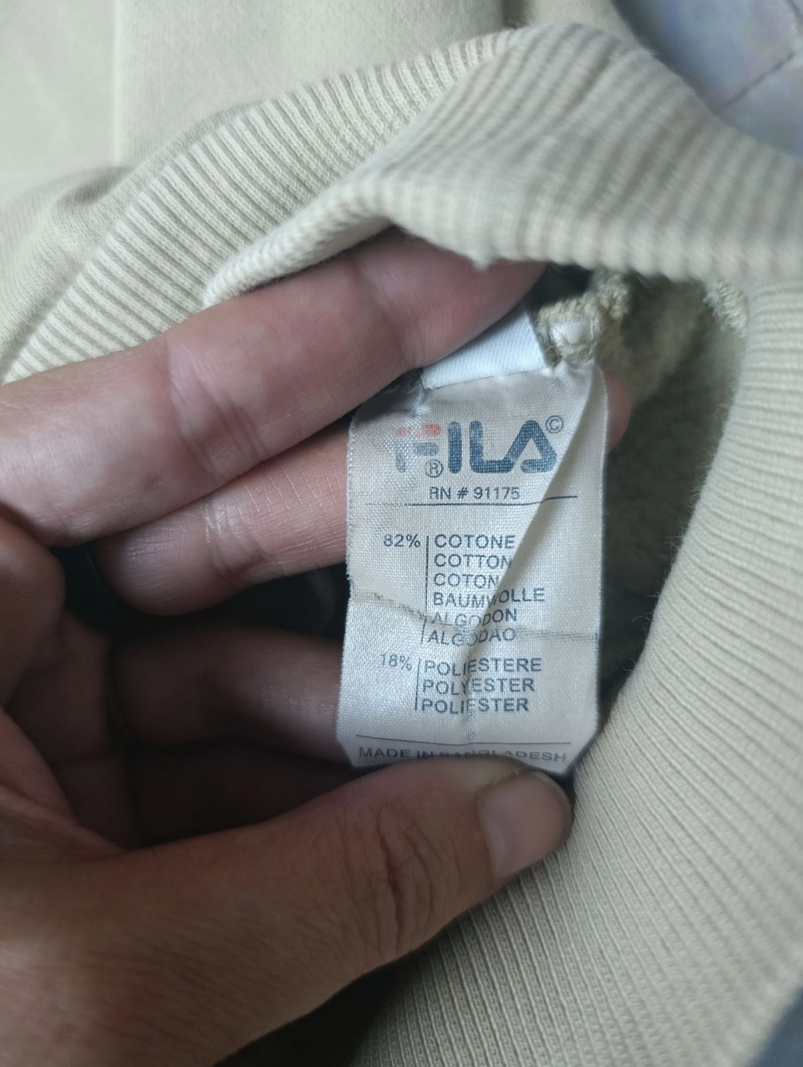 FILA Vintage Beige & Navy Blue Crewneck Sweatshirt Size XL – photo 8